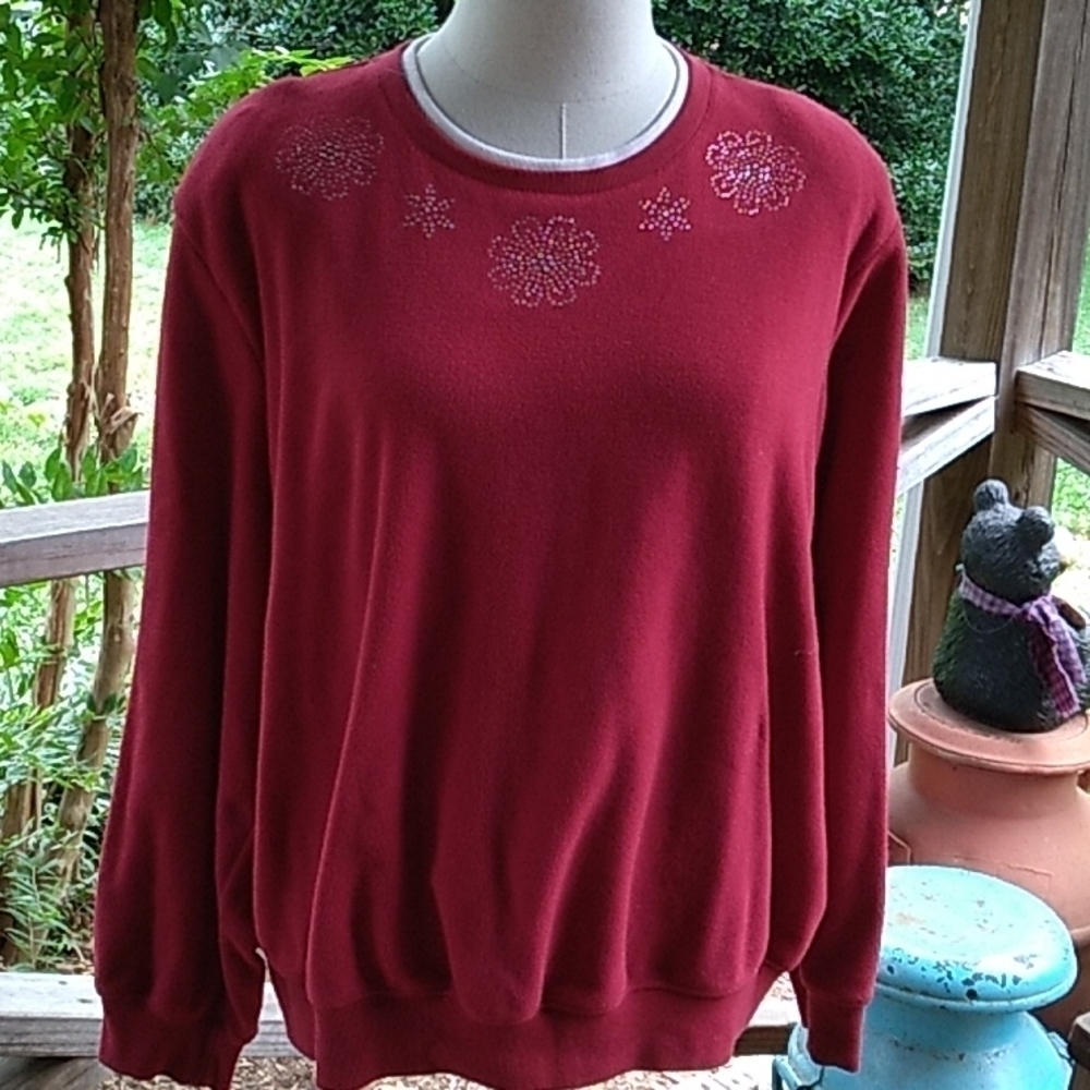 Alfred dunner XL red Christmas Rhinestone sweatshirt